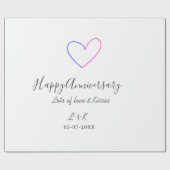 Happy anniversary pink blue heart name date simple geschenkpapier (Flach)