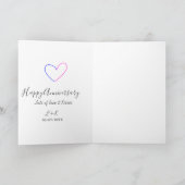 Happy anniversary pink blue heart name date simple karte (Innenseite)