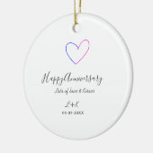 Happy anniversary pink blue heart name date simple keramik ornament (Links)