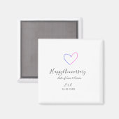 Happy anniversary pink blue heart name date simple magnet (Vorderseite/Rückseite)