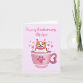 Happy Anniversary Pink Hearts Corgi Karte (Vorderseite)