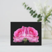 Happy Anniversary Pink Roses Collectiable Postcard Postkarte (Stehend Vorderseite)