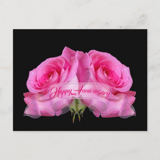 Happy Anniversary Pink Roses Collectiable Postcard Postkarte (Vorderseite)