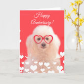 Happy Anniversary Poodle Hundekarte Karte (Gelbe Blume)