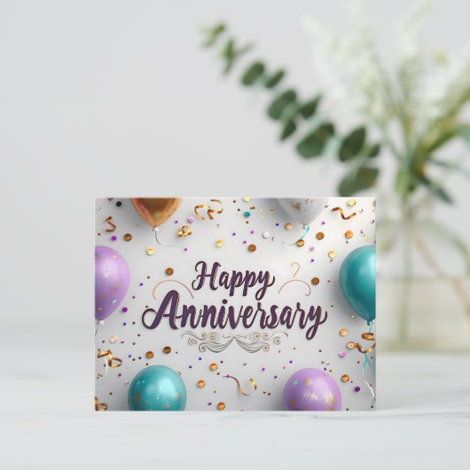 Happy Anniversary Postcard Feiertagspostkarte (Stehend Vorderseite)