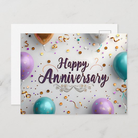 Happy Anniversary Postcard Feiertagspostkarte (Vorne/Hinten)