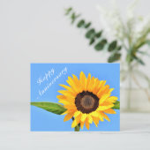 Happy Anniversary Postcard Sonnenblume auf Blue Sk Postkarte (Stehend Vorderseite)