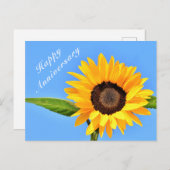 Happy Anniversary Postcard Sonnenblume auf Blue Sk Postkarte (Vorne/Hinten)