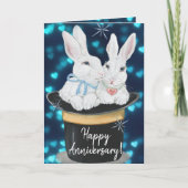 Happy Anniversary Rabbits Magic Top Hat Custom Karte (Vorderseite)