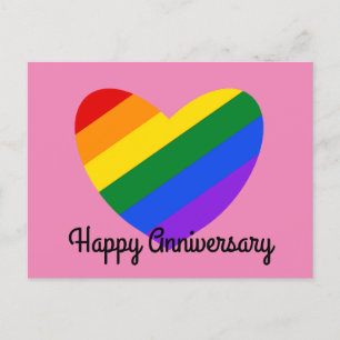 Happy Anniversary Rainbow Heart #1 Postcard Postkarte