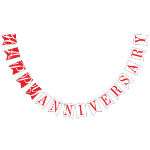 HAPPY ANNIVERSARY RED DECOR WIMPELKETTE