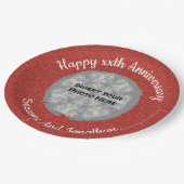 Happy Anniversary Red Hearts Personalisiertes Foto Pappteller (Schrägansicht)