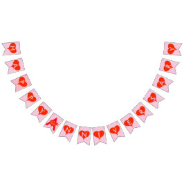 Happy Anniversary Red Hearts Pink Bunting Banner