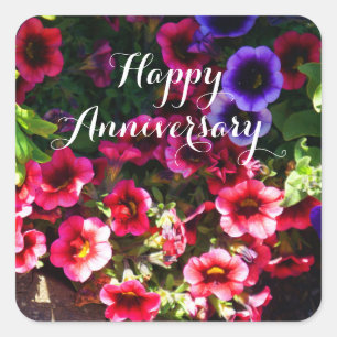 Happy Anniversary Red Petunias #1 Stickers