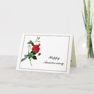 Happy Anniversary Red Rose, Pierre Joseph Redouté Karte