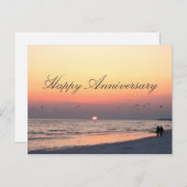 Happy Anniversary - Romantic Couple Beach Sunset Postkarte (Vorne/Hinten)