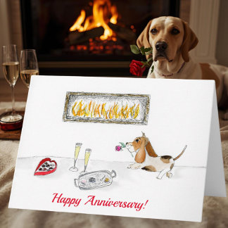 Happy Anniversary Romantic Hound Dog Karte