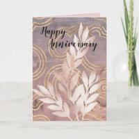 Happy Anniversary Rose Gold Blätter Grußkarte