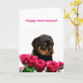 Happy Anniversary Rose Rottweiler Puppy Karte (Gelbe Blume)
