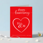 Happy Anniversary Rot und Weiß Script Karte