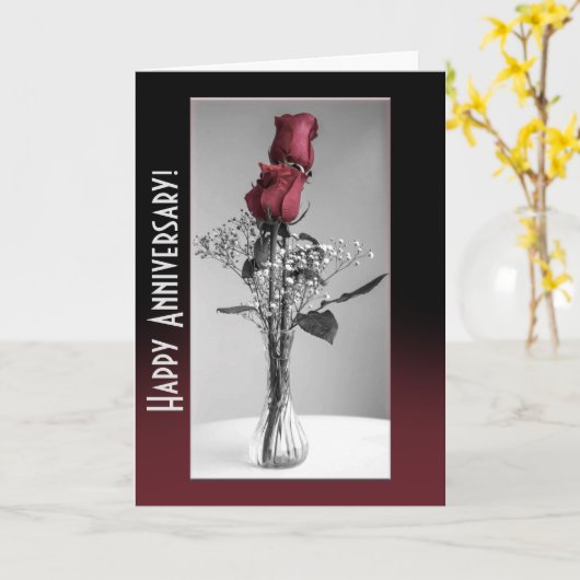 Happy Anniversary Rote Rosen Monochrome Vorlage (Gelbe Blume)