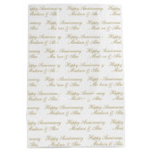 Happy Anniversary Script with Name White Gold Mittlere Geschenktüte (Rückseite)