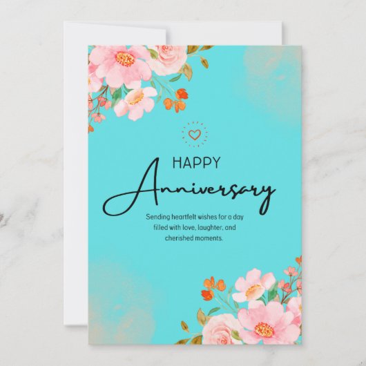 Happy Anniversary Sende Herzen Wünsche Einladung (Vorderseite)