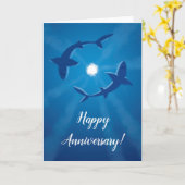 Happy Anniversary Sharks Couple Silver Moon Card Karte (Gelbe Blume)