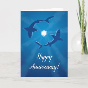 Happy Anniversary Sharks Couple Silver Moon Card Karte