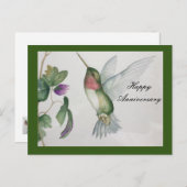 Happy Anniversary Stylish Sweet Hummingbird Postkarte (Vorne/Hinten)