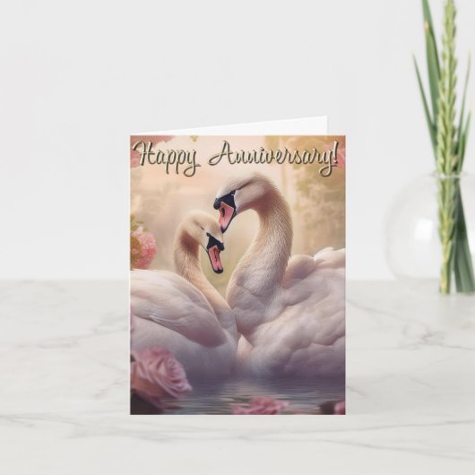 Happy Anniversary Swans Karte (Vorderseite)