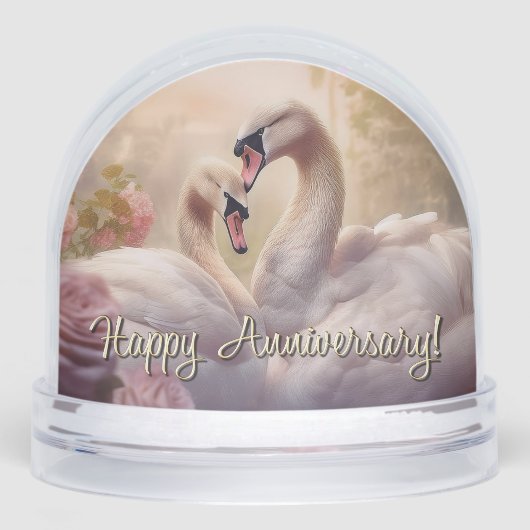 Happy Anniversary Swans Schneekugeln (Vorderseite)