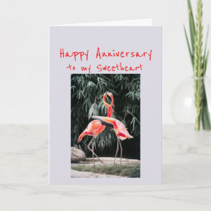 Happy Anniversary Sweet Romantic Flamingo Birds Feiertagskarte