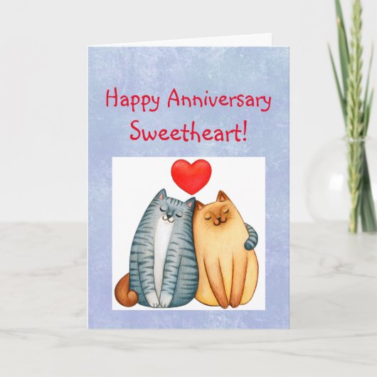 Happy Anniversary Sweetheart Purfect Couple Cat Karte (Vorderseite)