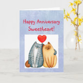 Happy Anniversary Sweetheart Purfect Couple Cat Karte (Gelbe Blume)