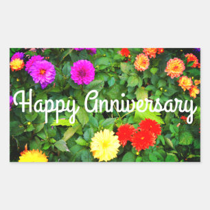 Happy Anniversary Verschiedene Dahlias #1-2 Sticke Rechteckiger Aufkleber