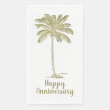 Happy Anniversary Vintag Look Coconut Palm Tree