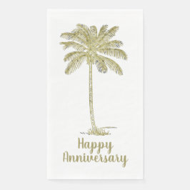 Happy Anniversary Vintag Look Coconut Palm Tree Serviette