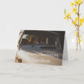 Happy Anniversary Vintages Paar in Car Card Karte (Gelbe Blume)