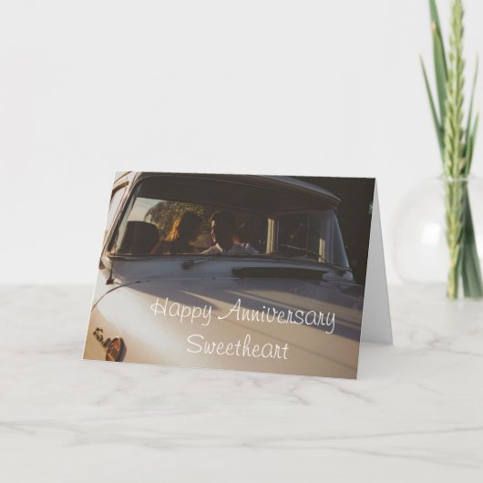 Happy Anniversary Vintages Paar in Car Card Karte (Vorderseite)