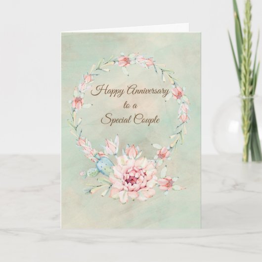 Happy Anniversary Watercolor Cactus Karte (Vorderseite)