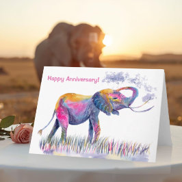 Happy Anniversary Watercolor Elephant Karte