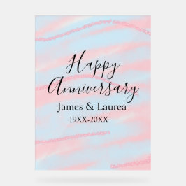 Happy anniversary wedding name date year pastel  acrylschild