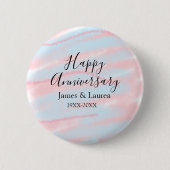 Happy anniversary wedding name date year pastel  button (Vorderseite)
