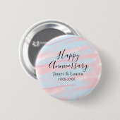 Happy anniversary wedding name date year pastel  button (Vorne & Hinten)