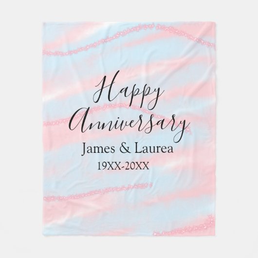 Happy anniversary wedding name date year pastel fleecedecke (Vorderseite)