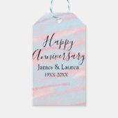 Happy anniversary wedding name date year pastel  geschenkanhänger (Rückseite)
