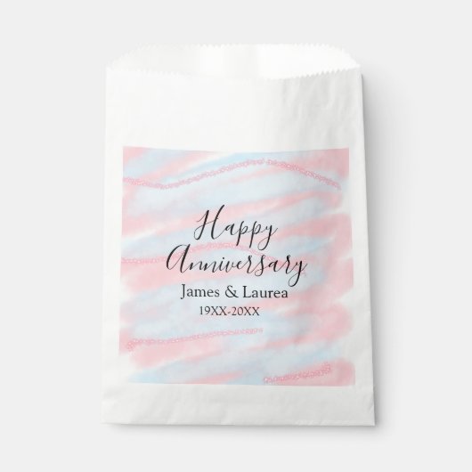 Happy anniversary wedding name date year pastel geschenktütchen (Vorderseite)