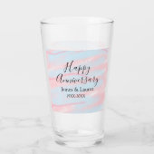 Happy anniversary wedding name date year pastel glas (Rückseite)