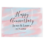 Happy anniversary wedding name date year pastel  große geschenktüte (Rückseite)